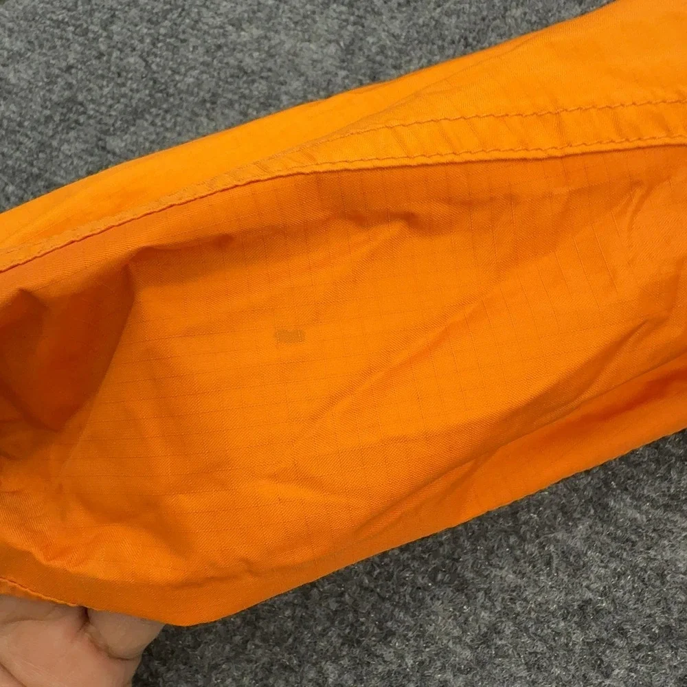 LL Bean Windbreaker Jacket Kids M 5/6 Orange Nylon Reflective Hooded Gorpcore